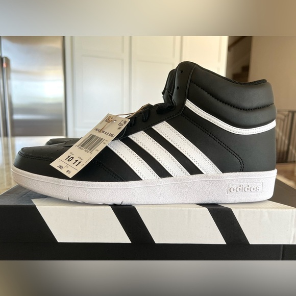 Adidas Hoops 4.0 Mid Men's Black and White Basketball Sneakers - Picture 3 of 12